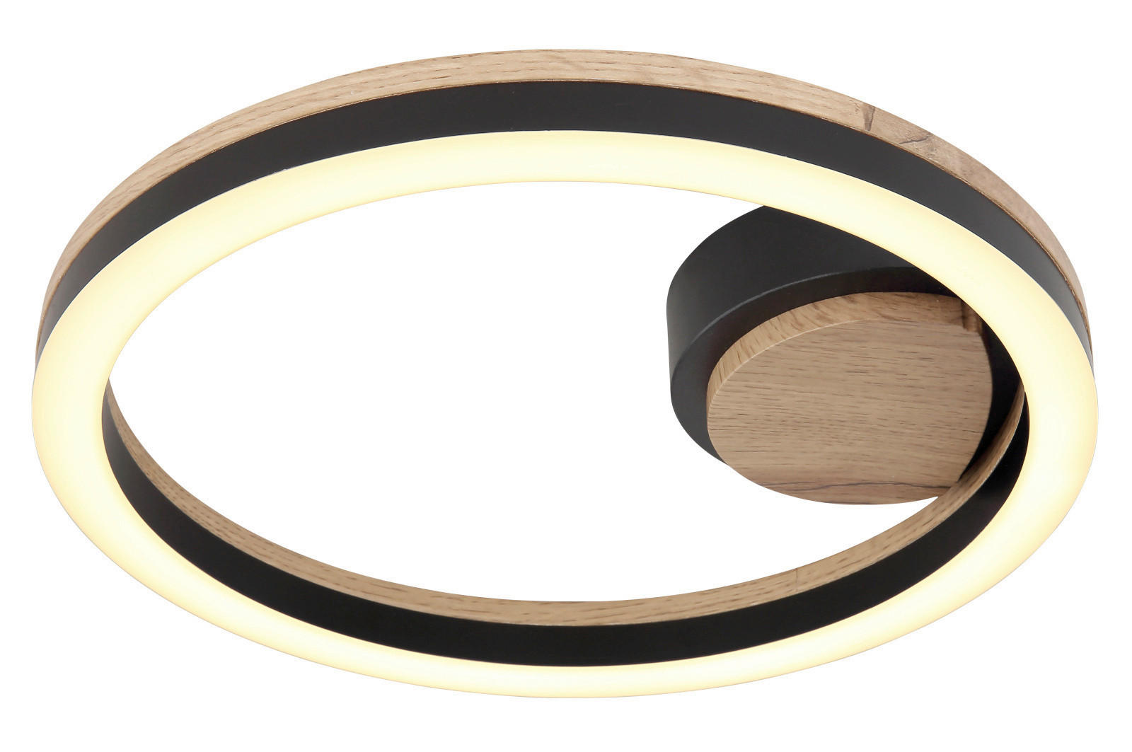 STROPNÉ LED SVIETIDLO, 30/5.8 cm  - čierna/opálová, Basics, kov/kompozitné drevo (30/5.8cm) - Globo