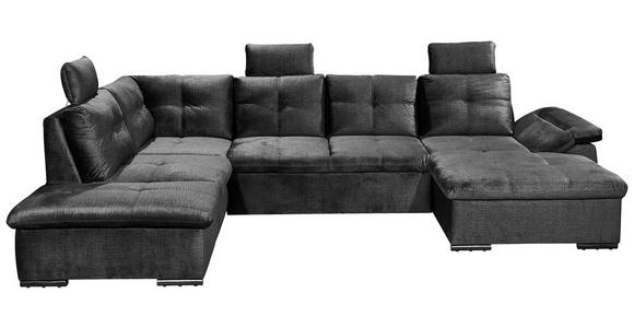 WOHNLANDSCHAFT in Mikrovelours Schwarz - Schwarz, KONVENTIONELL, Kunststoff/Textil (217/334/127cm) - Carryhome