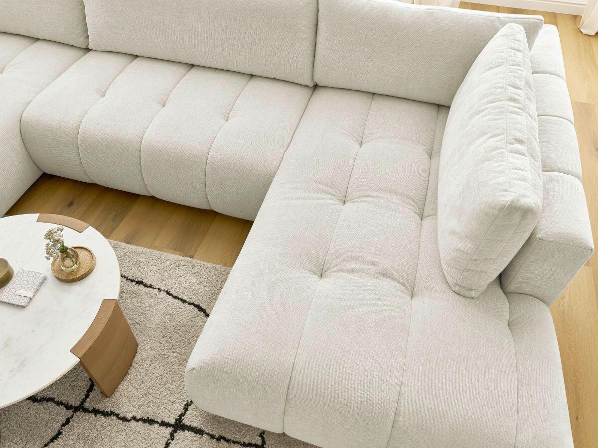 WOHNLANDSCHAFT  FUJI  Beige Leinenoptik  - Beige/Schwarz, MODERN, Kunststoff/Textil (160/377/204cm)