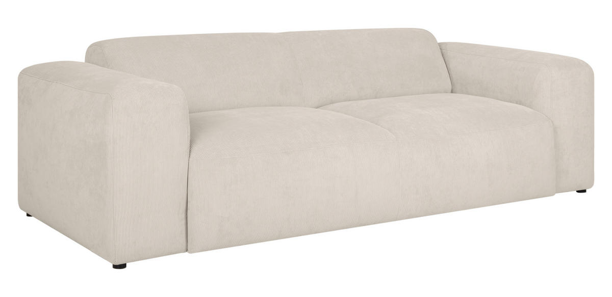 3-SITZER-SOFA in Cord Creme  - Creme/Schwarz, Design, Kunststoff/Textil (247/75/104cm) - MID.YOU