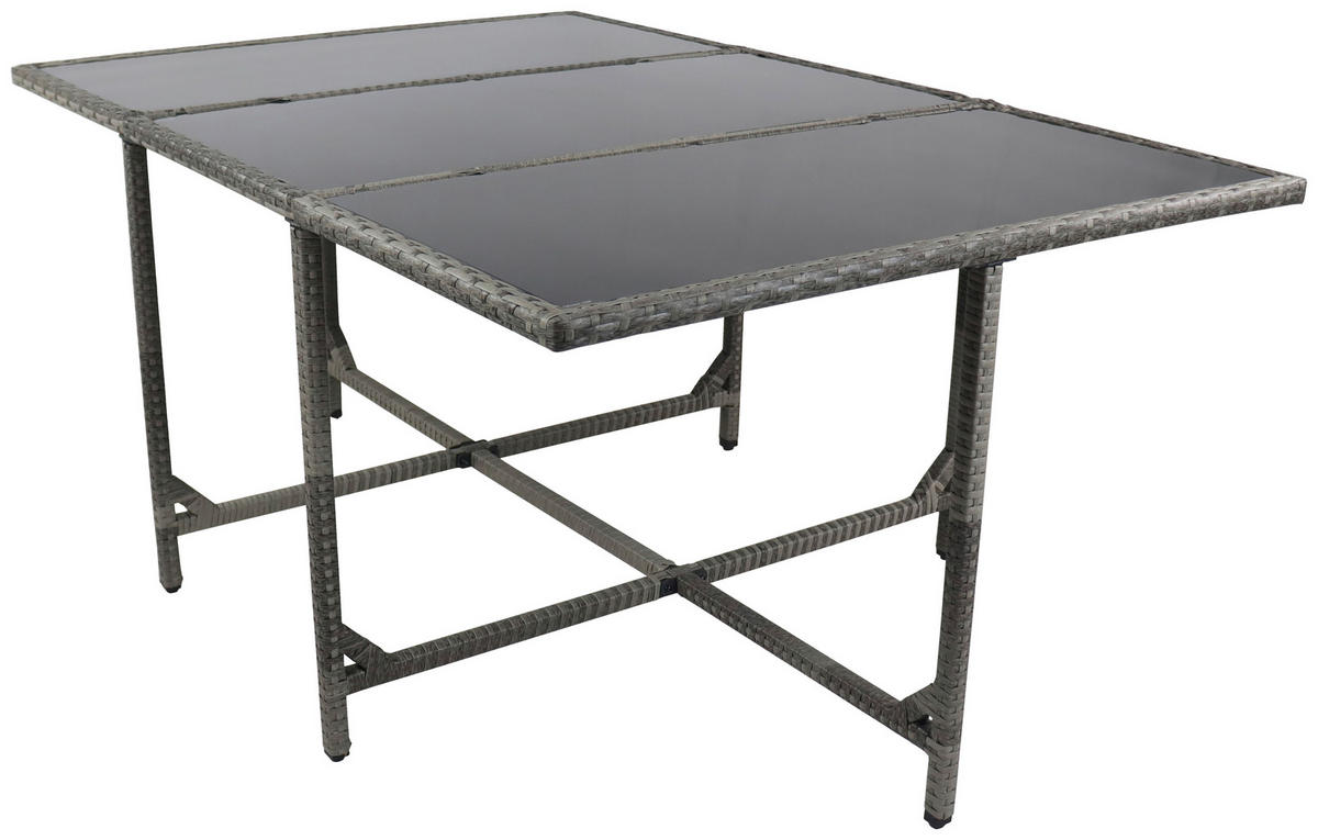 GARTENTISCH 170/110/72 cm Metall, Kunststoff, Glas Grau rechteckig  - Grau, Modern, Glas/Kunststoff (170/110/72cm) - Ambia Garden