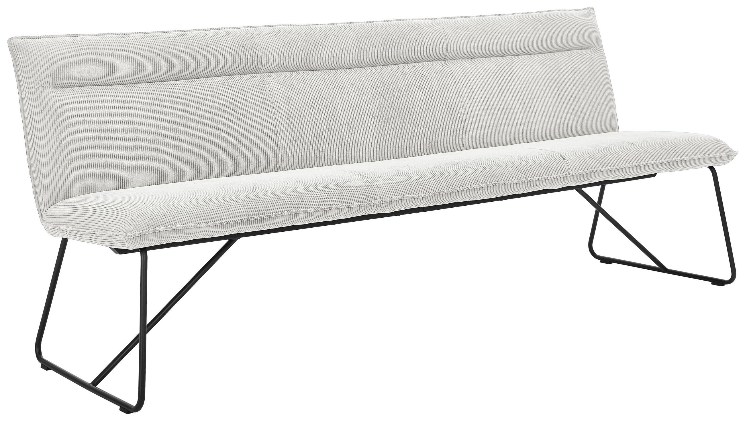 SITZBANK 220/88/66 cm  in Creme  - Creme/Schwarz, Design, Textil/Metall (220/88/66cm) - Johann Jakob