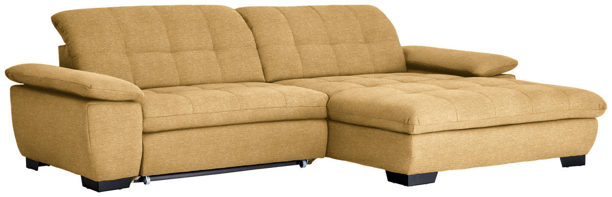 ECKSOFA in Webstoff Honig  - Schwarz/Honig, Design, Textil/Metall (265/180cm) - Carryhome