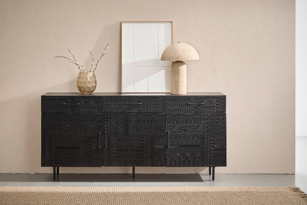 SIDEBOARD  170/80/40 cm 3 Schublade(n)  - Schwarz, LIFESTYLE, Holz/Metall (170/80/40cm) - Landscape