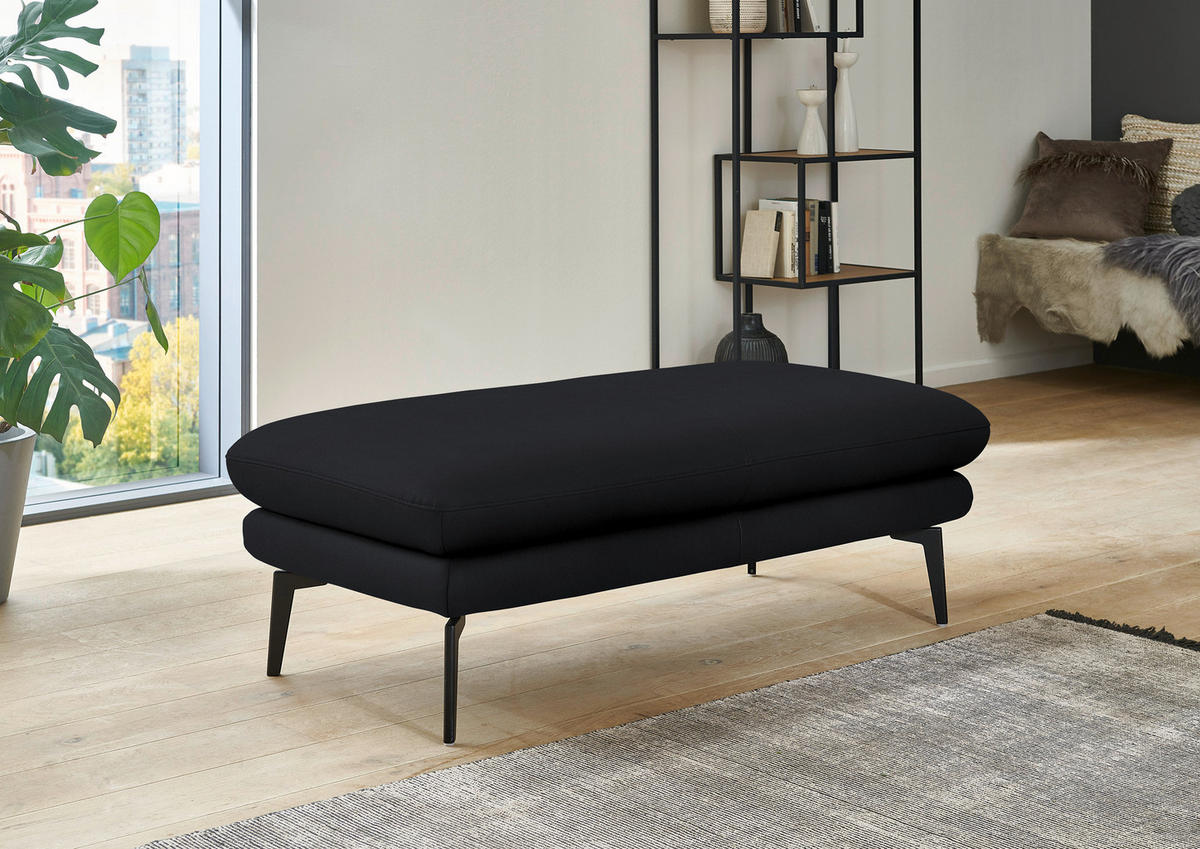 ECKSOFA in Echtleder Anthrazit  - Anthrazit/Schwarz, Design, Leder/Metall (310/180cm) - Dieter Knoll