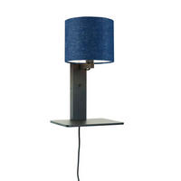 WANDLEUCHTE GOOD&MOJO  19/24/36 cm  - Blau/Schwarz, Trend, Holz/Textil (19/24/36cm) - Good & Mojo