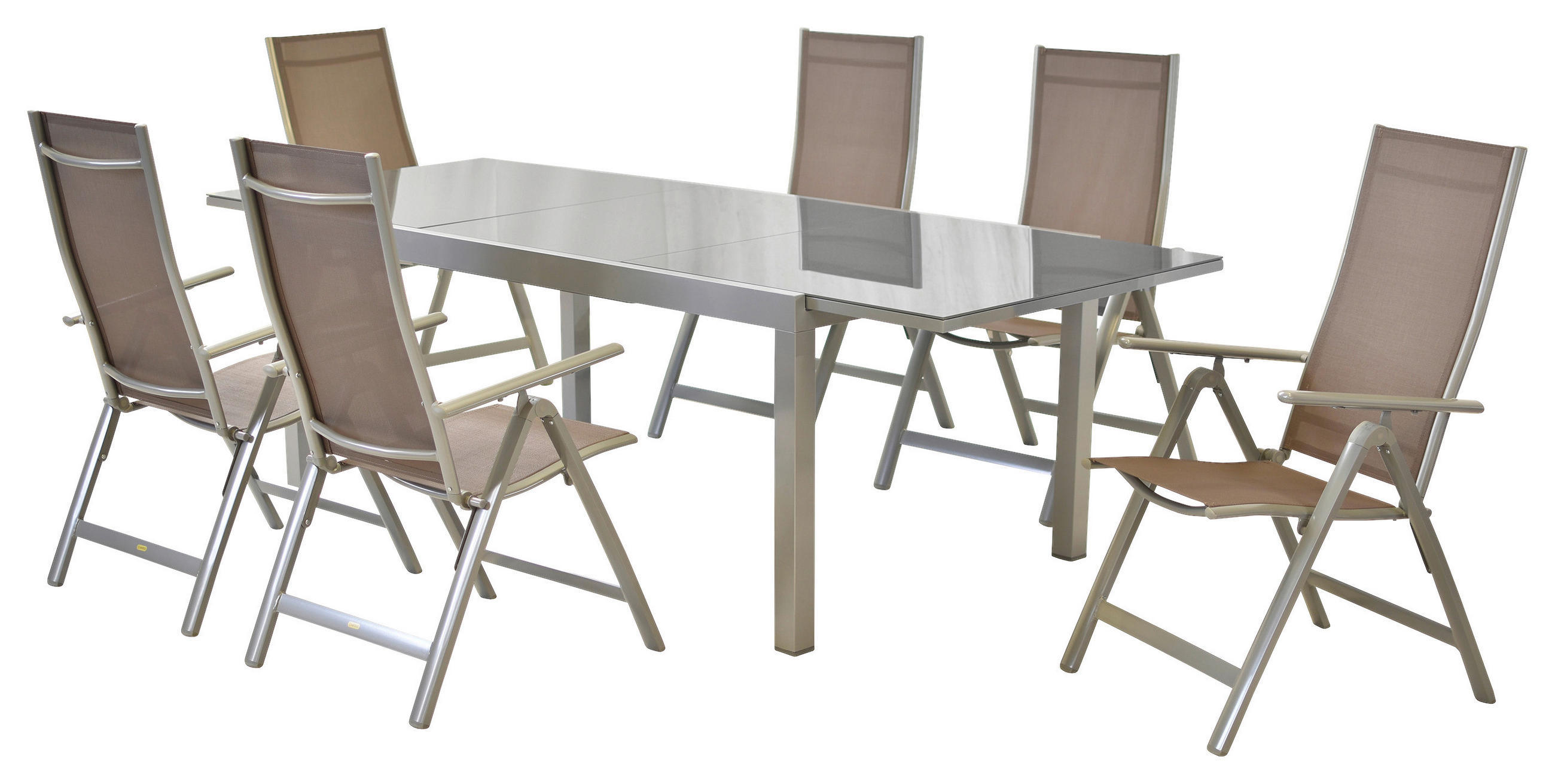 GARTENSET 7-teilig Aluminium 7-teilig  - Taupe/Silberfarben, MODERN, Textil/Metall - Gardenson