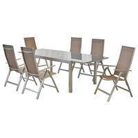 GARTENSET 7-teilig Aluminium 7-teilig  - Taupe/Silberfarben, MODERN, Textil/Metall - Gardenson
