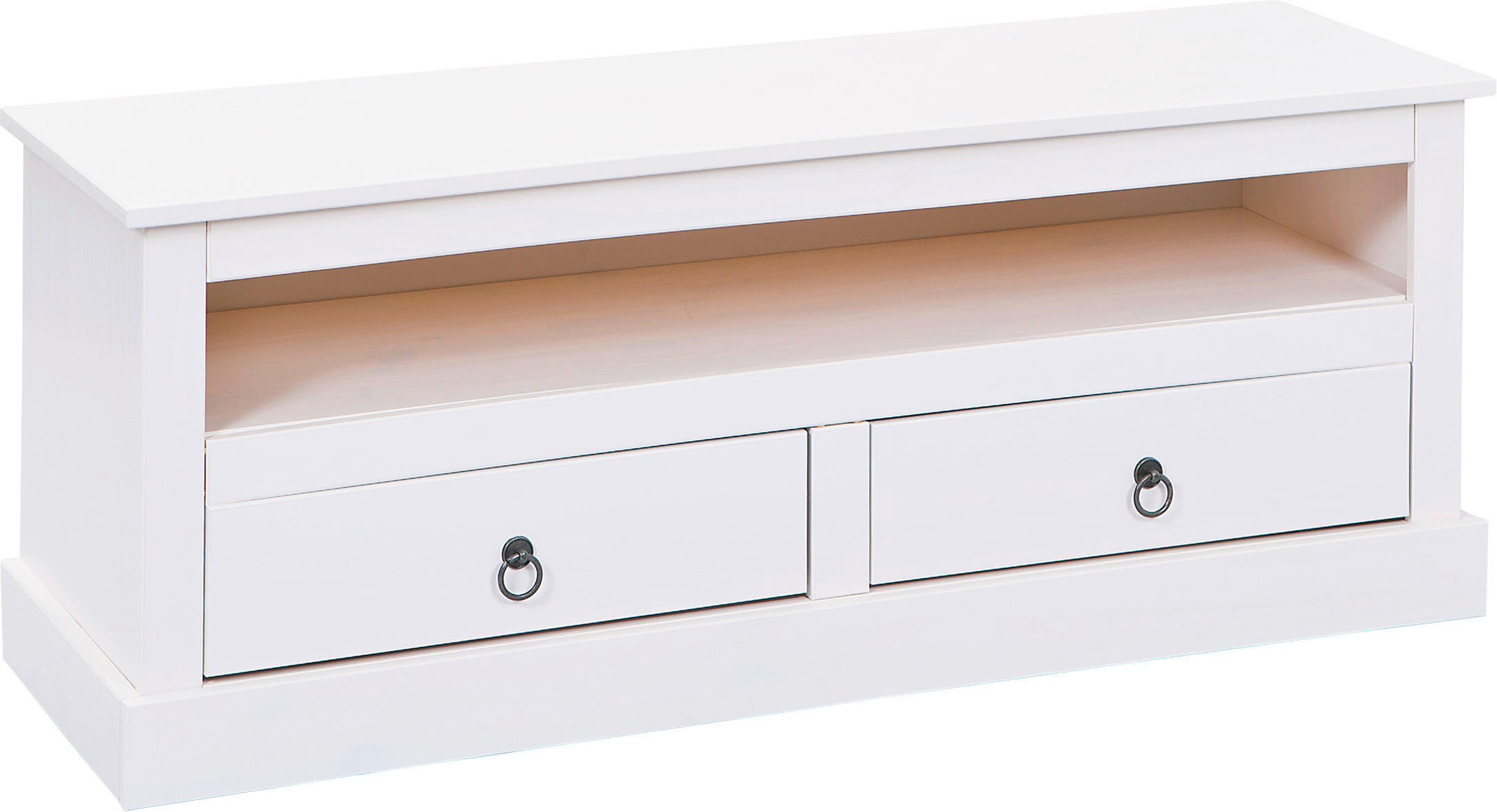 TV DIEL, borovica, biela, 118/45/39 cm - čierna/biela, Konventionell, kov/drevo (118/45/39cm) - MID.YOU