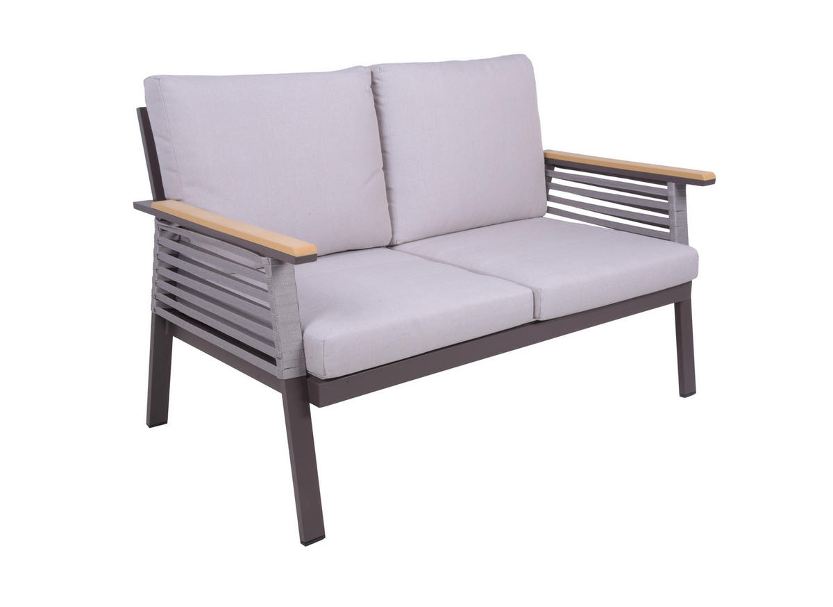 LOUNGEGARNITUR 4-teilig   152/91/250 cm Aluminium  - Dunkelbraun/Naturfarben, Basics, Kunststoff/Textil (152/91/250cm) - Gardenson