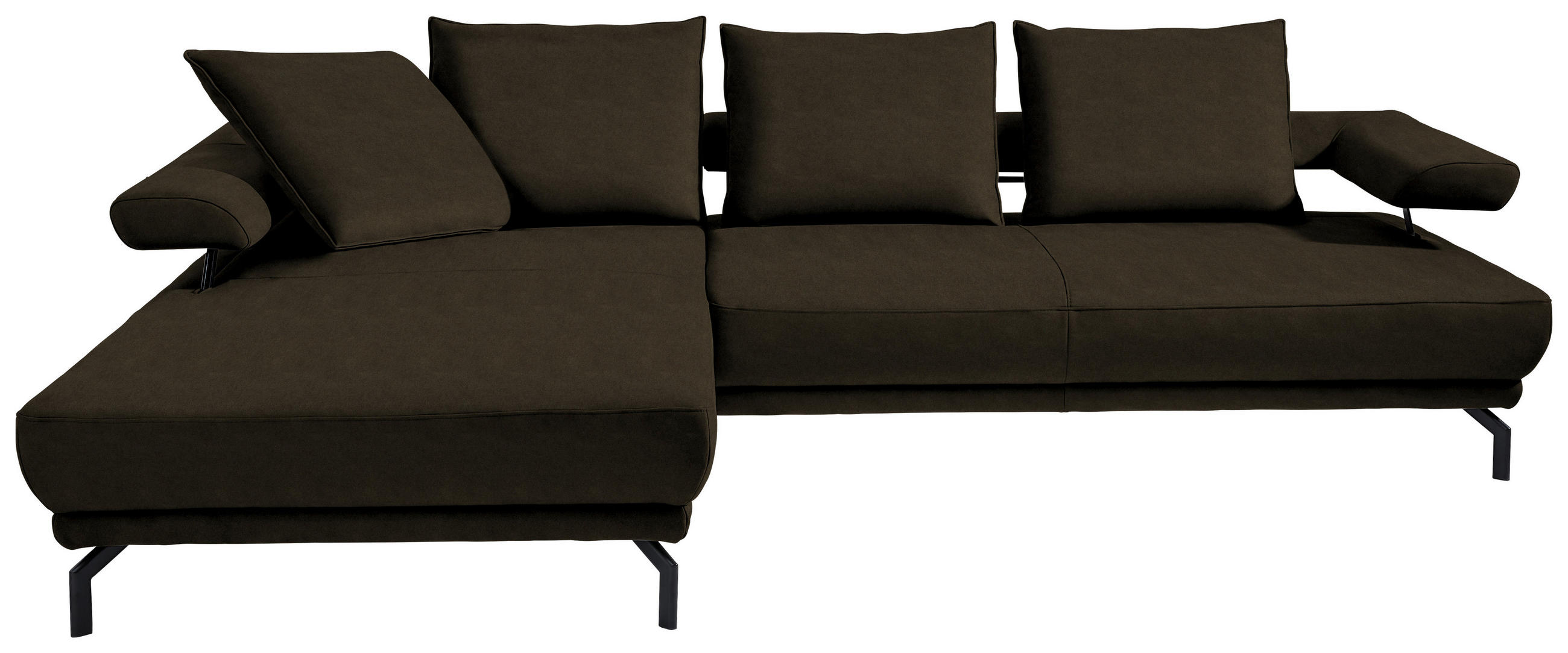 ECKSOFA in Mikrofaser Grün  224/305 cm  - Schwarz/Grün, Design, Textil/Metall (224/305cm) - Dieter Knoll