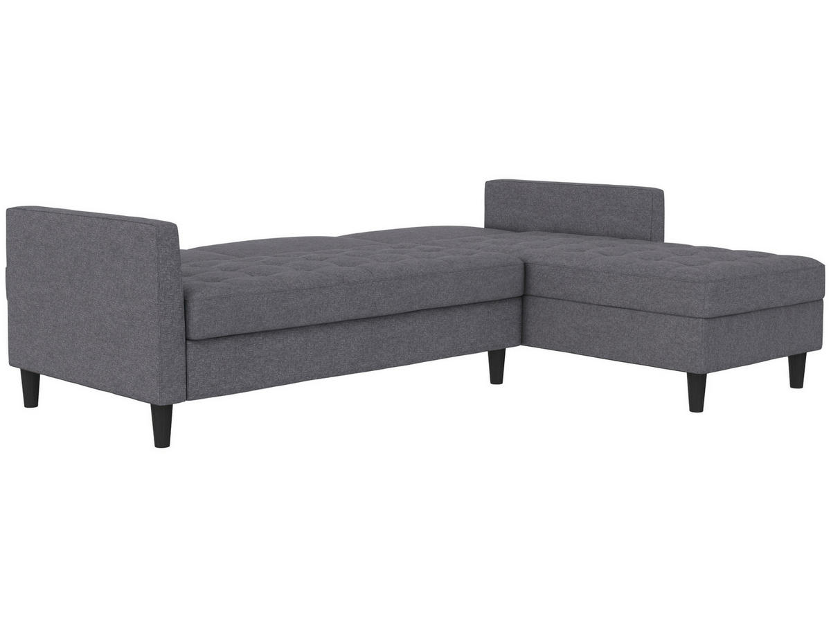 ECKSOFA PALERMO Grau Webstoff, Leinenoptik Schlaffunktion, Stauraum  - Schwarz/Grau, Basics, Kunststoff/Textil (213/154cm) - Livetastic