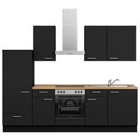 KÜCHENLEERBLOCK 270 cm   in Schwarz, Eichefarben  - Edelstahlfarben/Eichefarben, MODERN, Holzwerkstoff/Metall (270cm) - Nobilia