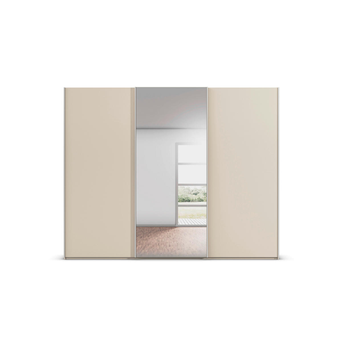SCHWEBETÜRENSCHRANK 242/223/69 cm,  in Alufarben, Champagner, 3 Tür(en)  - Champagner/Alufarben, Basics, Glas/Holzwerkstoff (242/223/69cm) - Rauch Möbel