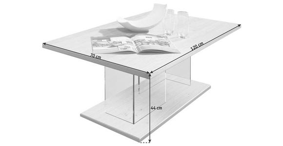 COUCHTISCH in Glas, Holz, Holzwerkstoff 120/70/44 cm - Eichefarben/Nickelfarben, KONVENTIONELL, Glas/Holz (120/70/44cm) - Voleo