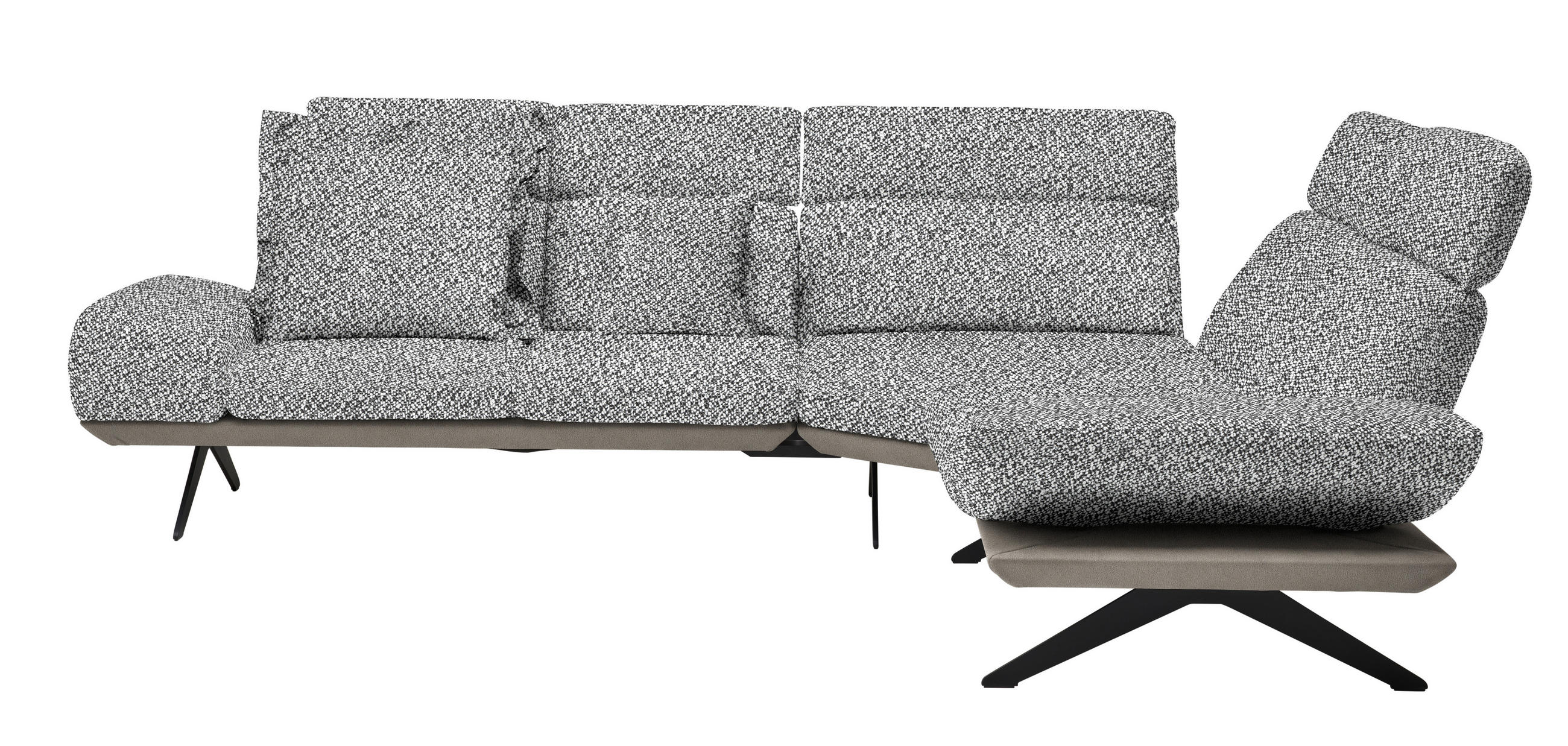 ECKSOFA in Flachgewebe Anthrazit, Weiß  270/239 cm  - Anthrazit/Schwarz, Design, Textil/Metall (270/239cm) - Koinor