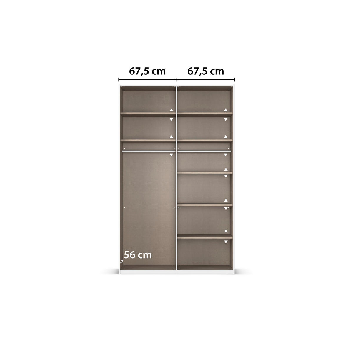 SCHWEBETÜRENSCHRANK 137/223/68 cm 2-türig Weiß, Eiche Artisan  - Eichefarben/Weiß, Design, Glas/Holzwerkstoff (137/223/68cm) - Xora