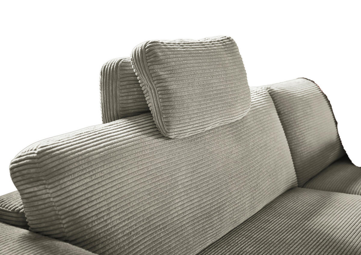 ECKSOFA in Cord Graubraun  - Graubraun/Schwarz, Design, Kunststoff/Textil (296/168cm) - Pure Home Lifestyle