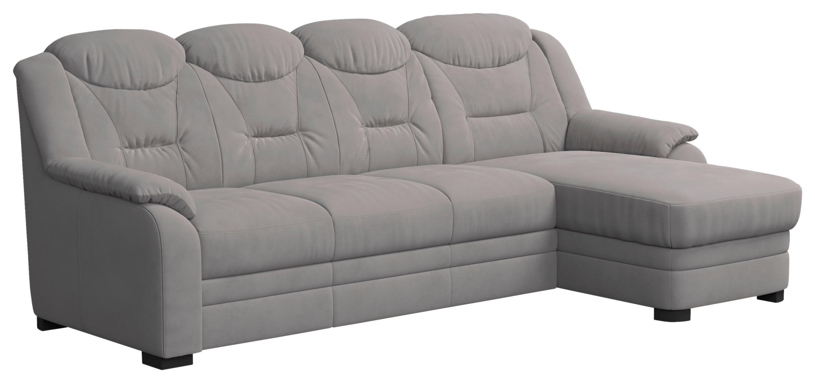 ECKSOFA Hellgrau Mikrofaser  - Hellgrau/Schwarz, Basics, Kunststoff/Textil (257/162cm) - MID.YOU