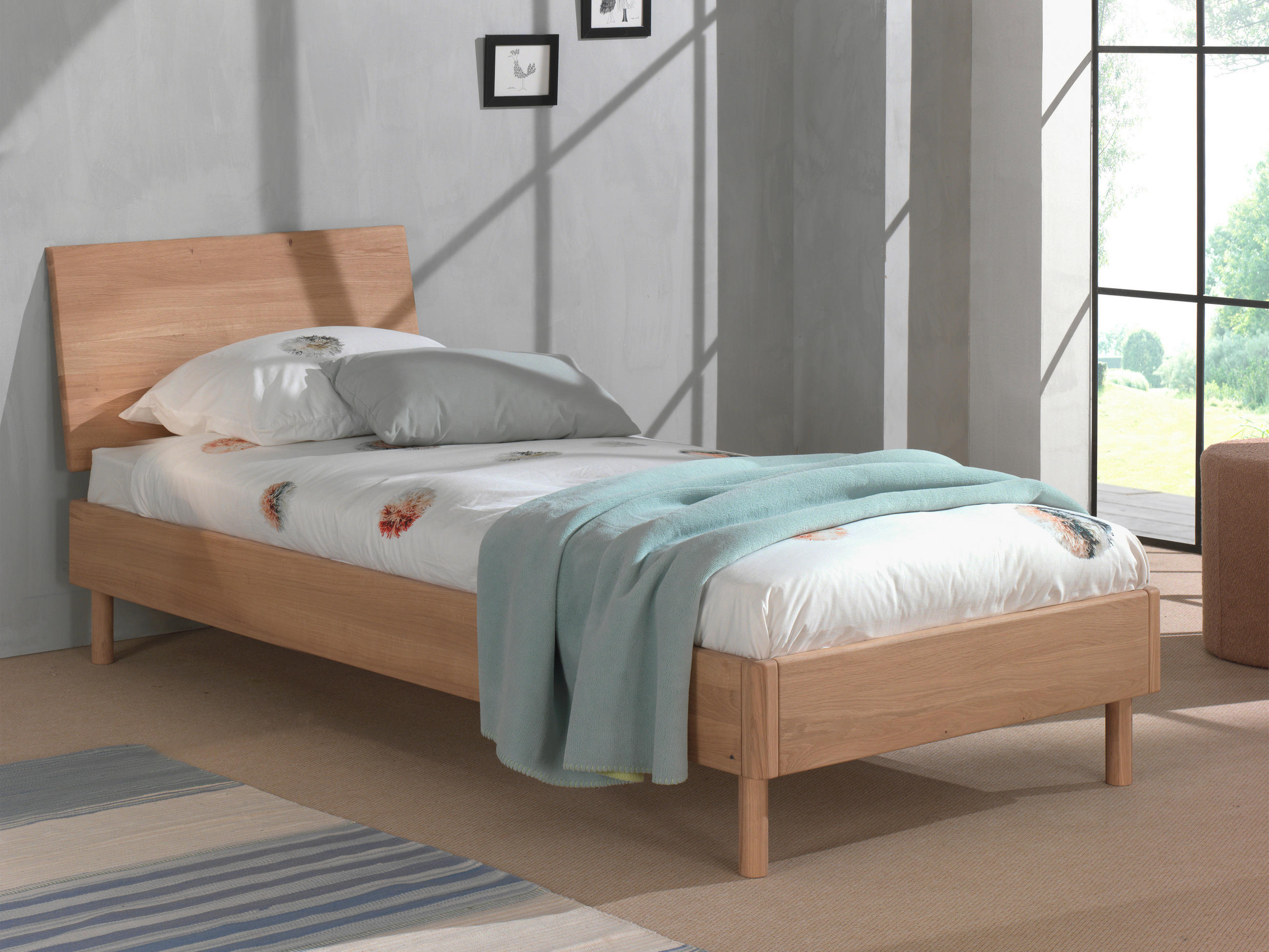 BETT 90/200 cm  in Naturfarben  - Naturfarben/Nickelfarben, MODERN, Holz (90/200cm) - MID.YOU