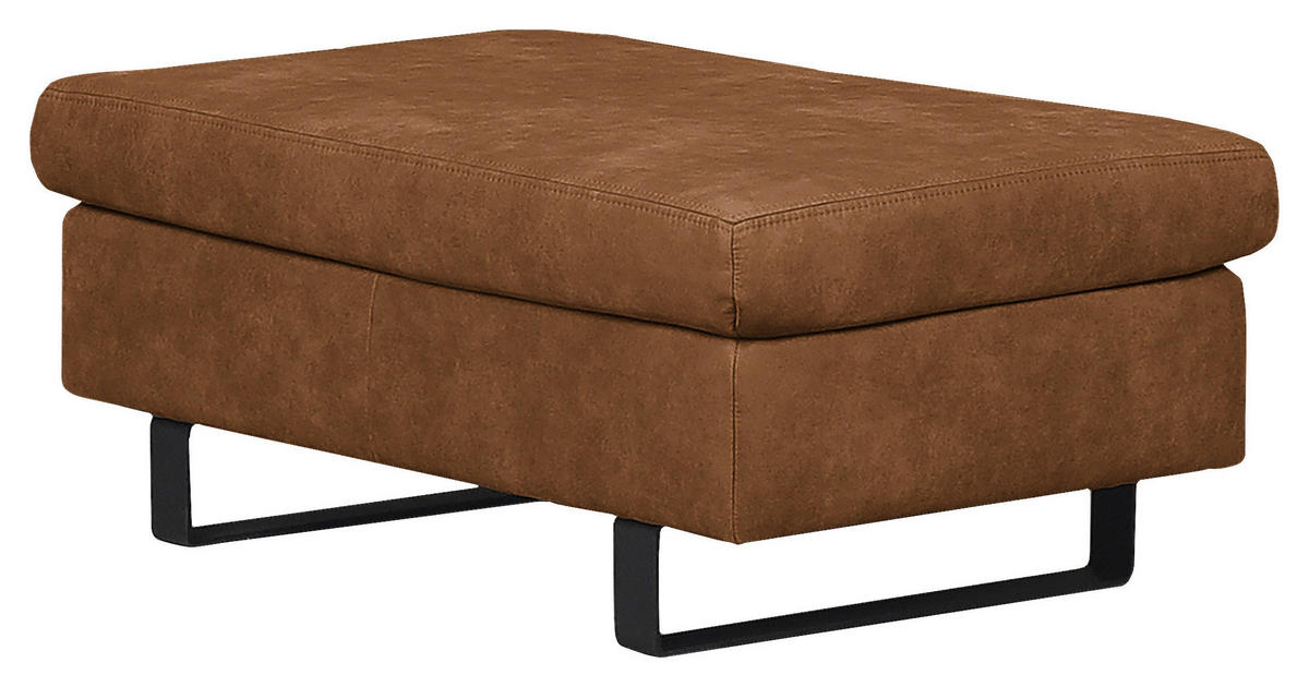 HOCKER Mikrofaser Cognac  - Cognac/Schwarz, Design, Textil/Metall (92/39/59cm) - MID.YOU
