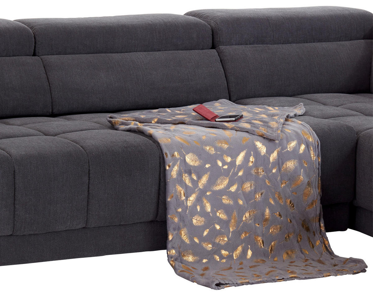Wohnlandschaft "Hogan" , in Webstoff Grau  - Silberfarben/Grau, Modern, Holz/Textil (299/212cm) - Livetastic