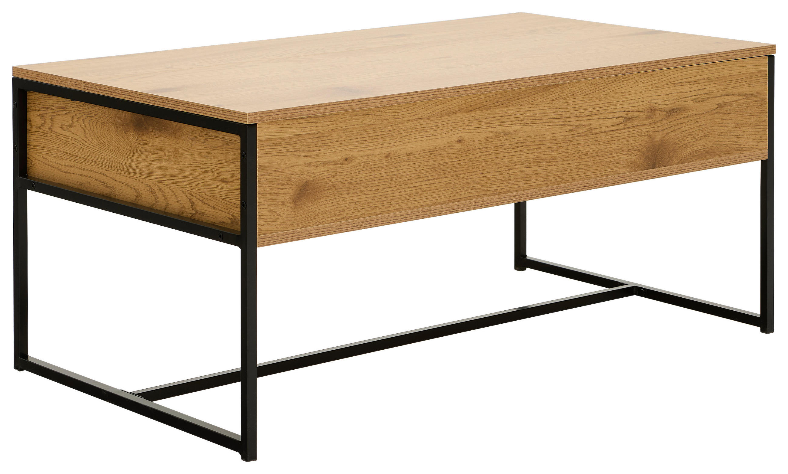 COUCHTISCH rechteckig Naturfarben, Schwarz  - Schwarz/Naturfarben, Natur, Holzwerkstoff/Metall (100/45/40cm) - MID.YOU