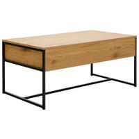 COUCHTISCH rechteckig Naturfarben, Schwarz  - Schwarz/Naturfarben, Natur, Holzwerkstoff/Metall (100/45/40cm) - MID.YOU
