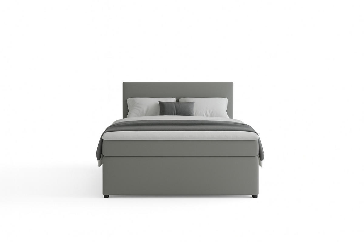 BOXSPRINGBETT 140/200 cm,  in Grau, Matratze, Topper, H3 = fest  - Schwarz/Grau, MODERN, Kunststoff/Textil (140/200cm) - MID.YOU