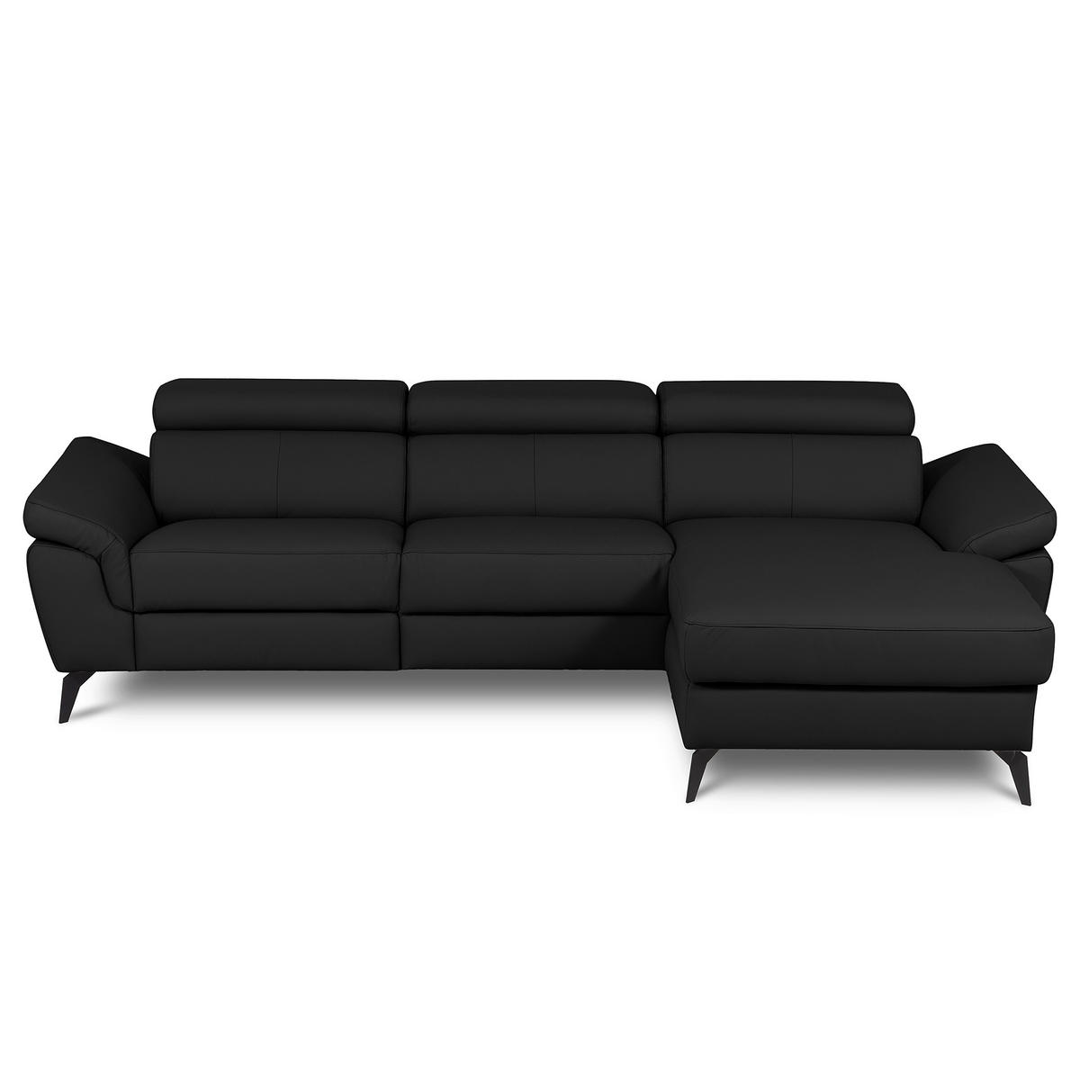 ECKSOFA  in Lederlook Echtleder Schwarz  - Schwarz, Design, Leder/Textil (252/179cm) - Livetastic