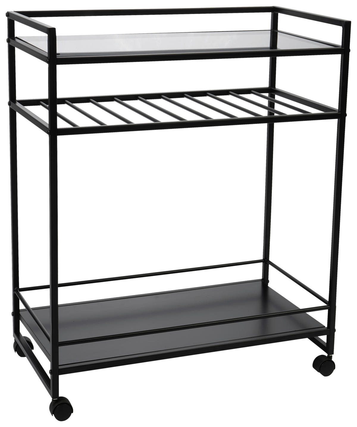 SERVIERWAGEN in Schwarz  - Schwarz, Basics, Glas/Kunststoff (70/37/86cm)