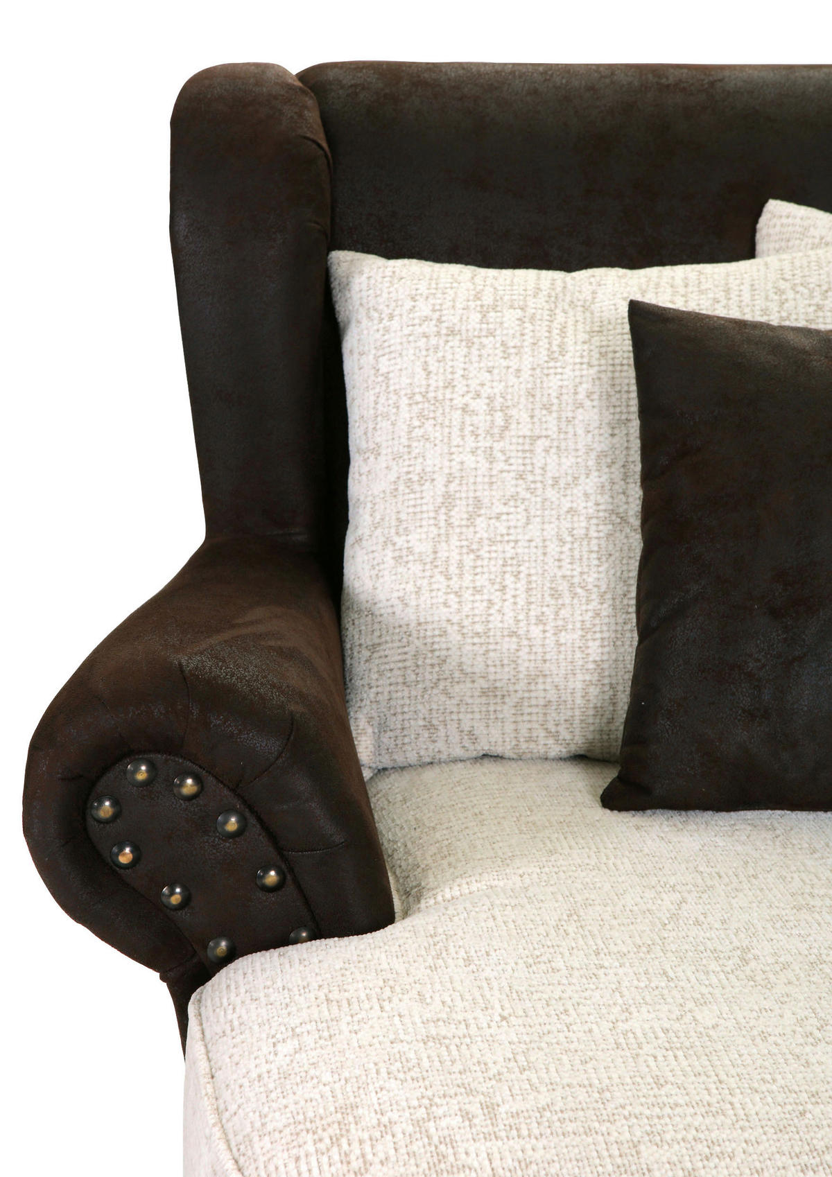 XXL FOTELJA tekstil  smeđa   - sivo-smeđa/tamno smeđa, Romantično / ladanjski, tekstil/drvo (125/102/50/138cm) - Landscape