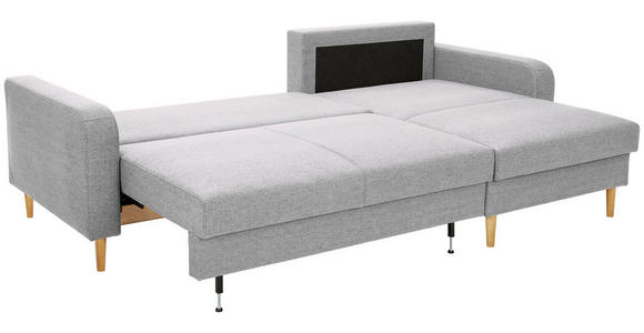 ECKSOFA in Flachgewebe Hellgrau - Eiche Wotan/Hellgrau, KONVENTIONELL, Holz/Textil (255/157cm) - Carryhome