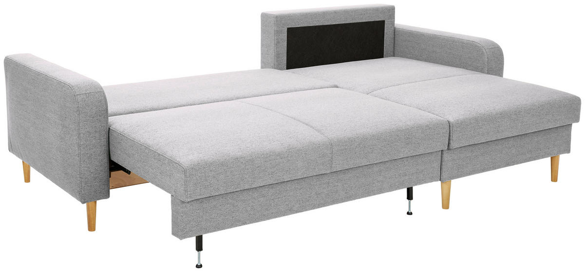 ECKSOFA in Flachgewebe Hellgrau  - Eiche Wotan/Hellgrau, Konventionell, Holz/Textil (255/157cm) - Carryhome