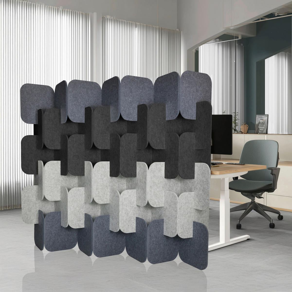 TRENNWAND  in Grau, Hellgrau, Dunkelgrau  - Dunkelgrau/Hellgrau, MODERN, Textil (174/164/25cm) - MID.YOU