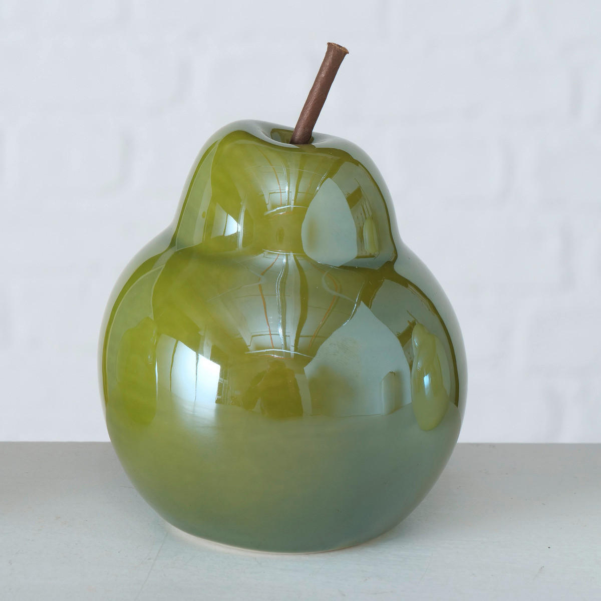 DEKORAČNÍ OVOCE - světle zelená/tmavě zelená, Basics, keramika (10/13cm)