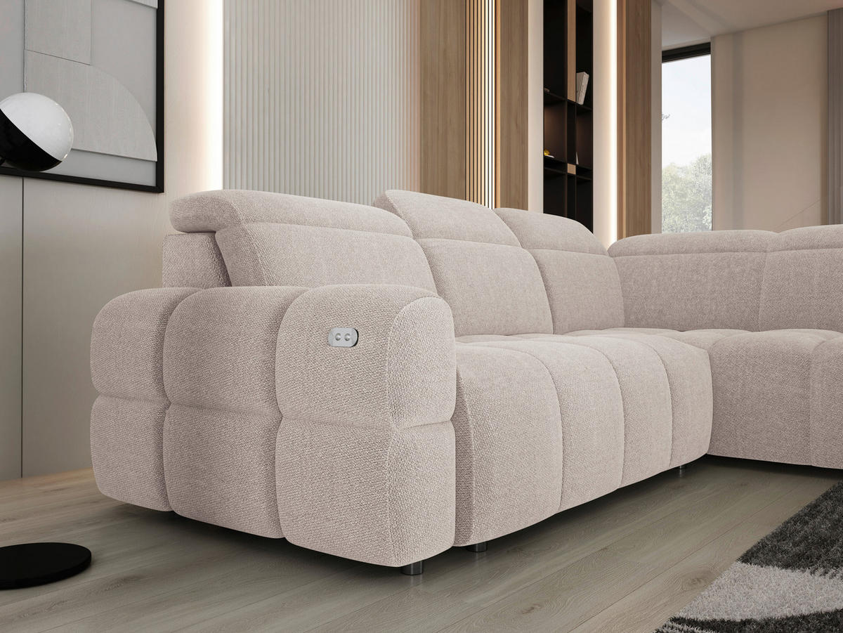 KUTNA GARNITURA tekstil  bež   - bež, Moderno, tekstil/plastika (270/110/223cm)