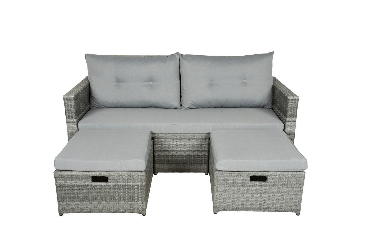 LOUNGESOFA  - Schwarz/Grau, Basics, Kunststoff/Textil (180/86/135cm) - Gardenson