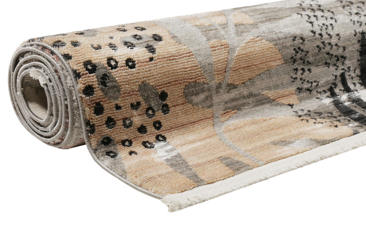 TKANÝ KOBEREC, 160/225 cm, sivá, červená, béžová - sivá/béžová, Konventionell, textil (160/225cm) - Esprit