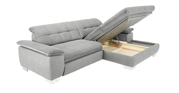 ECKSOFA in Mikrofaser Hellgrau  - Chromfarben/Hellgrau, Design, Textil/Metall (265/180cm) - Carryhome