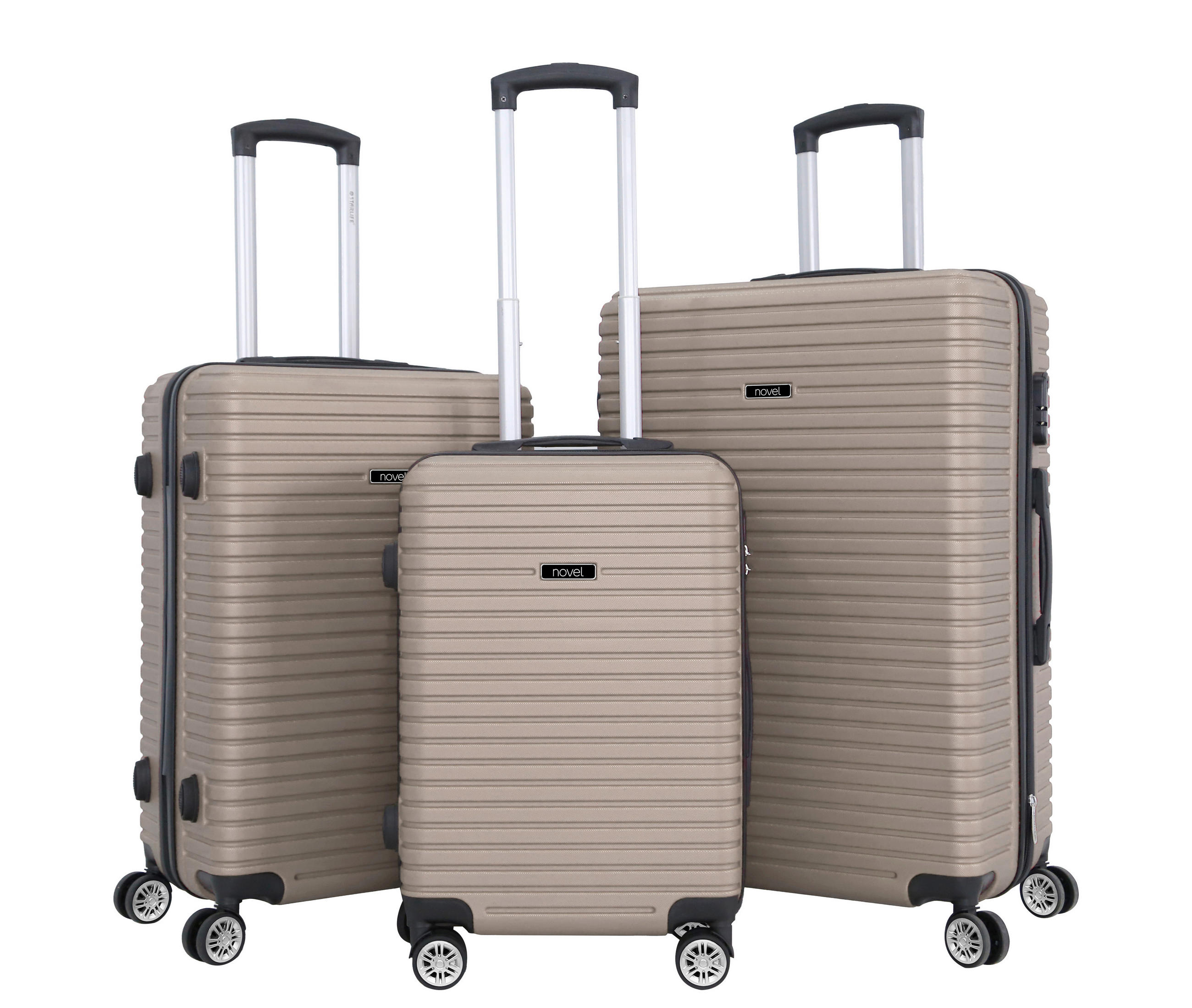 REISEKOFFERSET Goldfarben 3-teilig  - Goldfarben, Basics, Kunststoff/Textil - Novel