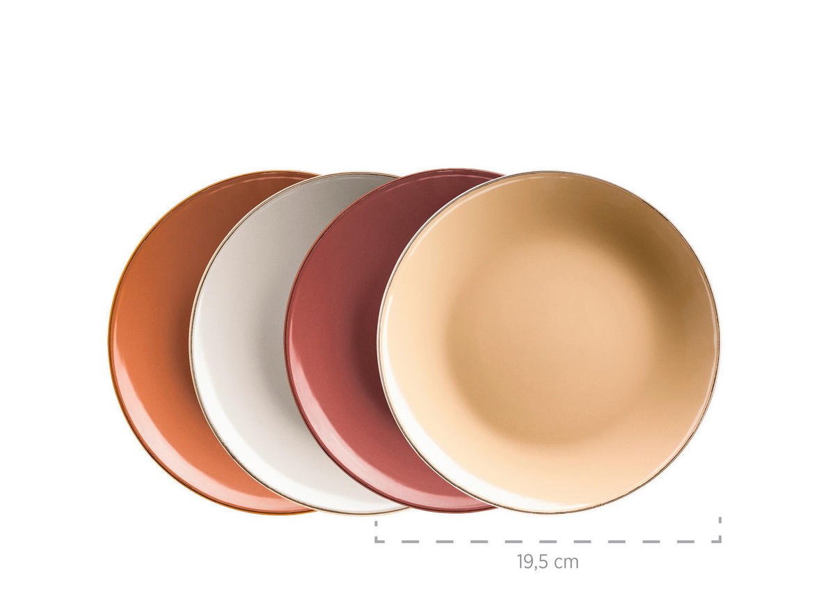 KOMBISERVICE 16-teilig Metallic Rim  - Taupe/Beige, Basics, Keramik (33/31,7/32,5cm) - Mäser