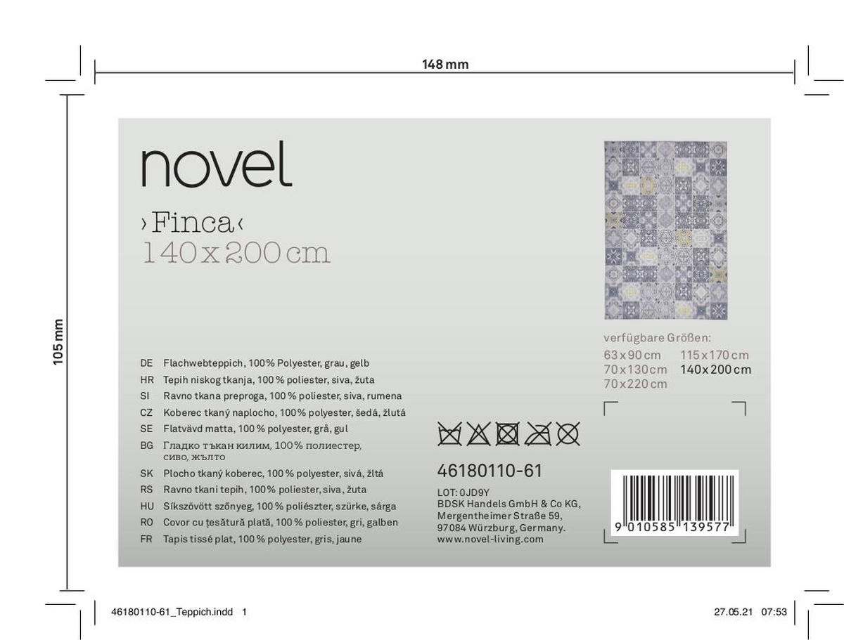 PLOCHO TKANÝ KOBEREC, 140/200 cm žltá, sivá - žltá/sivá, Trend, textil (140/200cm) - Novel