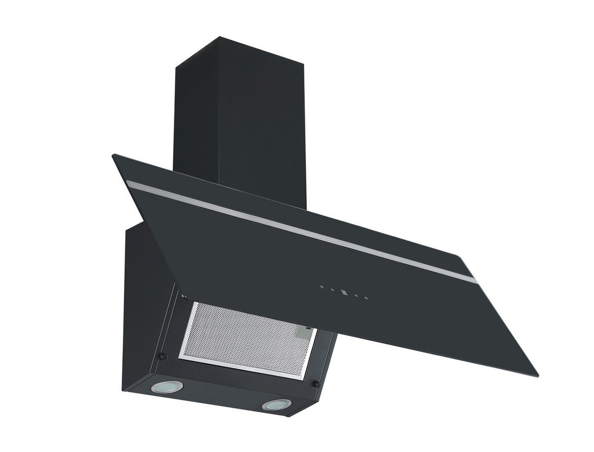 DUNSTABZUGSHAUBE  - Edelstahlfarben/Schwarz, Basics, Glas/Metall (90/111.60/29.6cm) - PKM