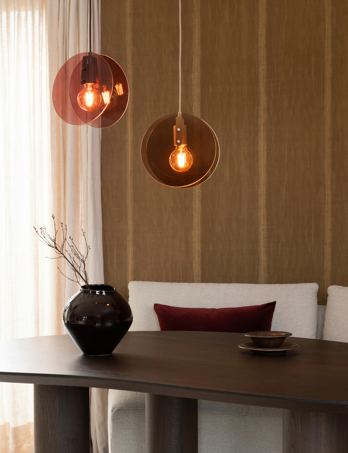 HÄNGELEUCHTE 21,5/278,5 cm  - Bordeaux, Design, Glas/Metall (21,5/278,5cm) - It's about Romi