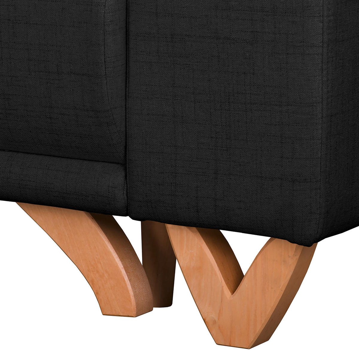 ECKSOFA Bella Schwarz Textilgeflecht  - Wengefarben/Schwarz, Design, Holz/Textil (257/174cm) - Livetastic