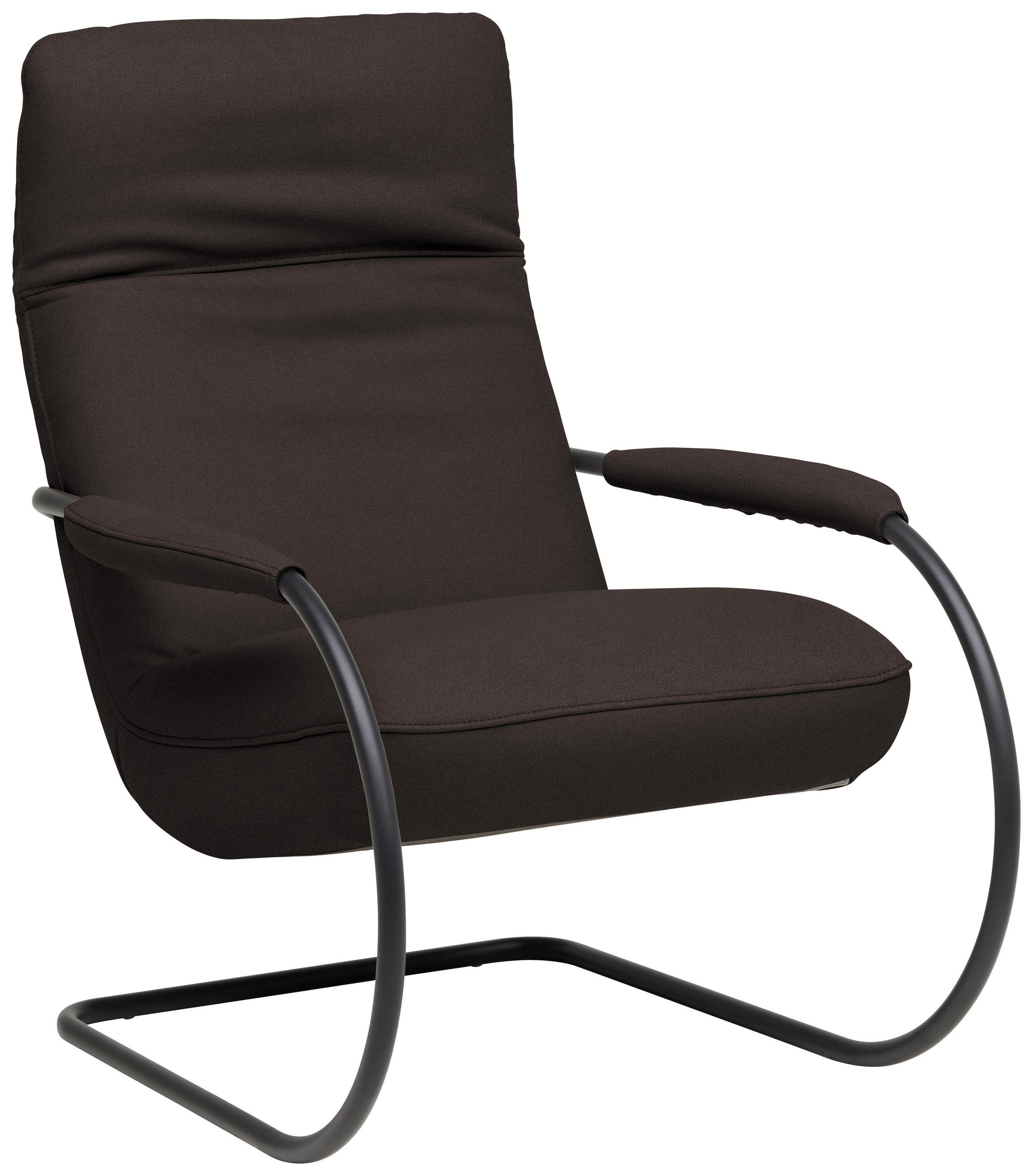 SESSEL in Echtleder Braun  - Schwarz/Braun, Design, Leder/Metall (80/104/99cm) - Koinor