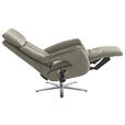 RELAXSESSEL in Leder Hellgrau  - Edelstahlfarben/Hellgrau, Design, Leder/Metall (70/124/85cm) - Cantus