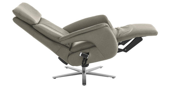 RELAXSESSEL in Leder Hellgrau - Edelstahlfarben/Hellgrau, Design, Leder/Metall (70/124/85cm) - Cantus