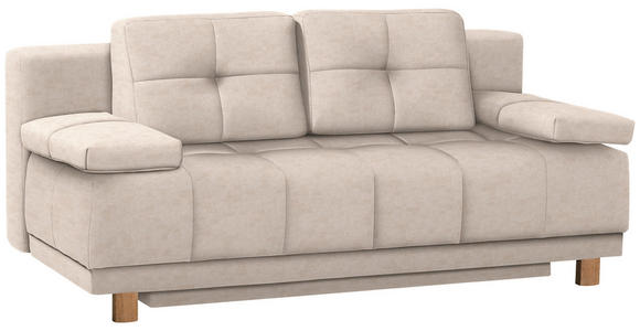 BOXSPRINGSOFA in Flachgewebe Sandfarben  - Sandfarben/Eichefarben, MODERN, Holz/Textil (202/92/104cm) - Novel